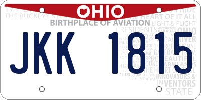 OH license plate JKK1815