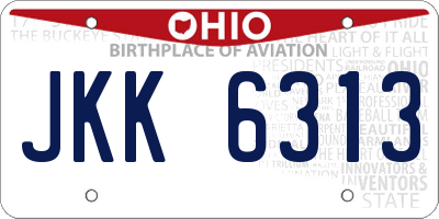 OH license plate JKK6313