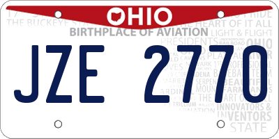 OH license plate JZE2770