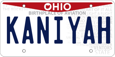 OH license plate KANIYAH