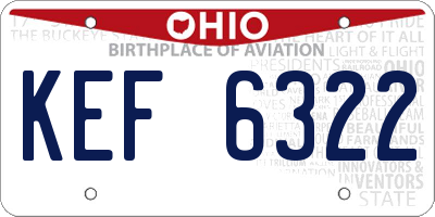 OH license plate KEF6322