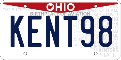 OH license plate KENT98