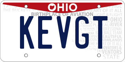 OH license plate KEVGT