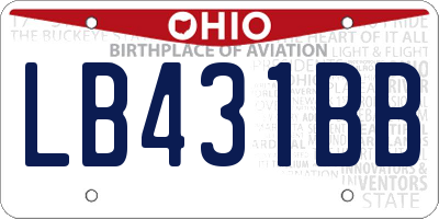 OH license plate LB431BB