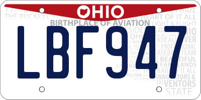 OH license plate LBF947