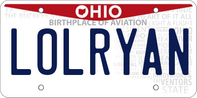 OH license plate LOLRYAN