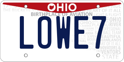 OH license plate LOWE7