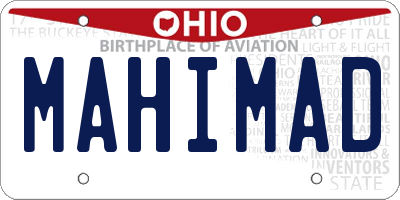 OH license plate MAHIMAD