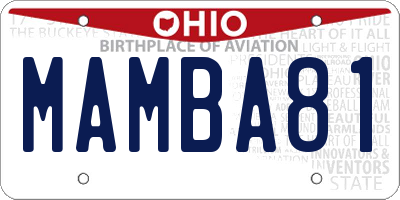 OH license plate MAMBA81