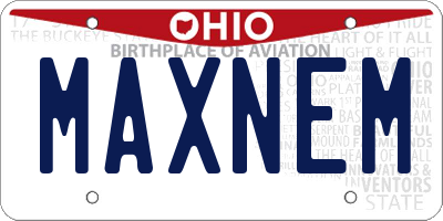 OH license plate MAXNEM
