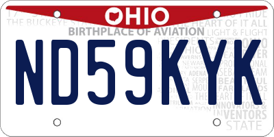 OH license plate ND59KYK