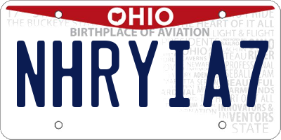 OH license plate NHRYIA7