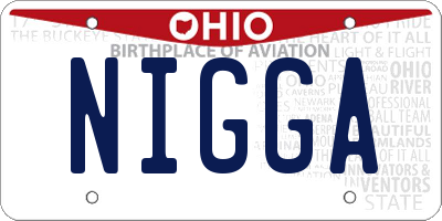 OH license plate NIGGA