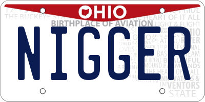 OH license plate NIGGER