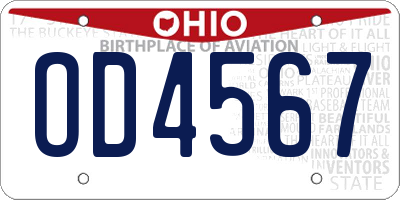 OH license plate OD4567