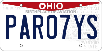OH license plate PAR07YS