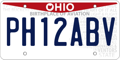 OH license plate PH12ABV