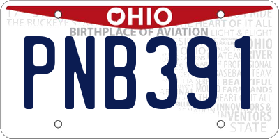 OH license plate PNB391