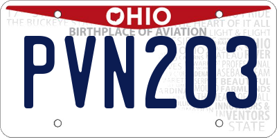OH license plate PVN203
