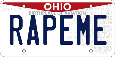 OH license plate RAPEME