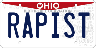 OH license plate RAPIST