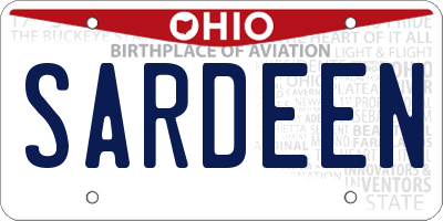 OH license plate SARDEEN