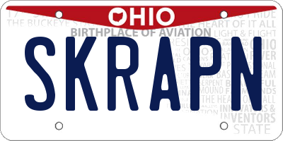 OH license plate SKRAPN