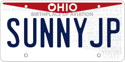 OH license plate SUNNYJP