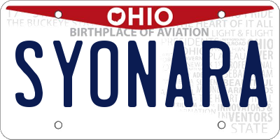 OH license plate SYONARA