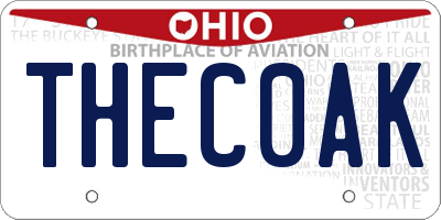 OH license plate THEC0AK