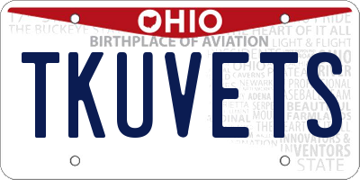 OH license plate TKUVETS