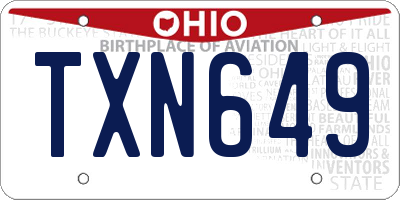 OH license plate TXN649