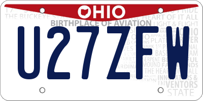 OH license plate U27ZFW