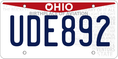 OH license plate UDE892