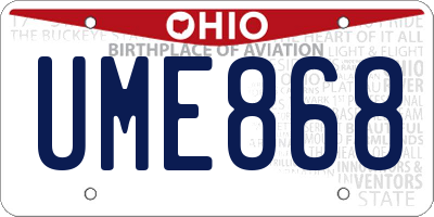 OH license plate UME868