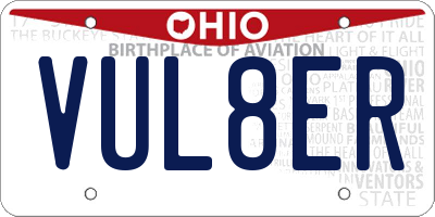 OH license plate VUL8ER