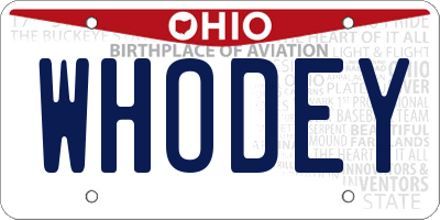 OH license plate WHODEY