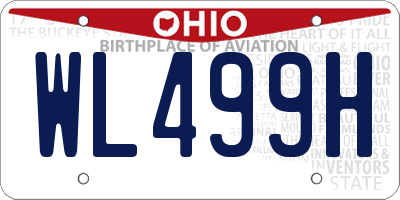 OH license plate WL499H