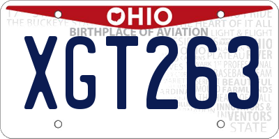 OH license plate XGT263