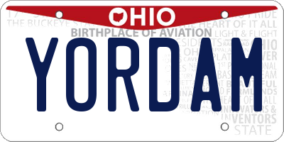 OH license plate YORDAM