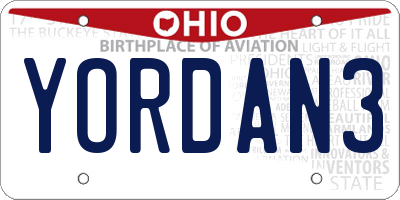 OH license plate YORDAN3