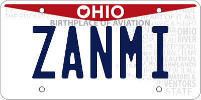 OH license plate ZANMI