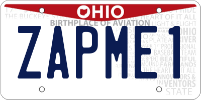 OH license plate ZAPME1
