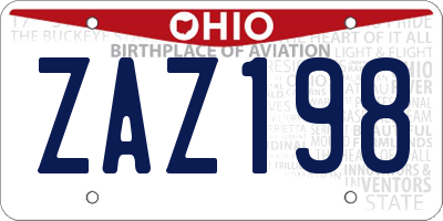 OH license plate ZAZ198