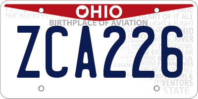 OH license plate ZCA226