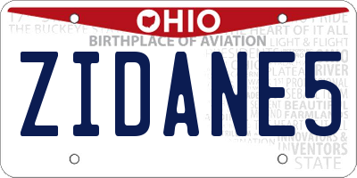 OH license plate ZIDANE5