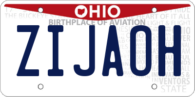 OH license plate ZIJAOH