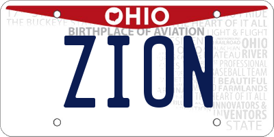 OH license plate ZION