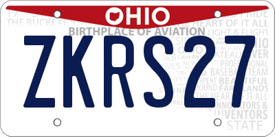 OH license plate ZKRS27