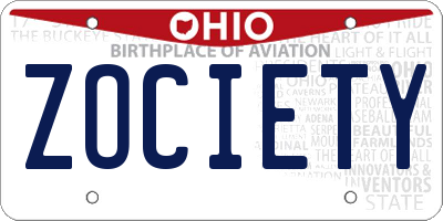 OH license plate ZOCIETY